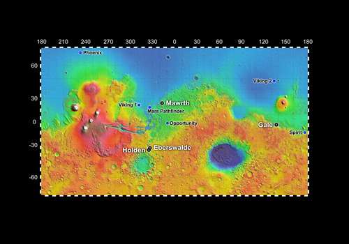 4 sitios en Marte